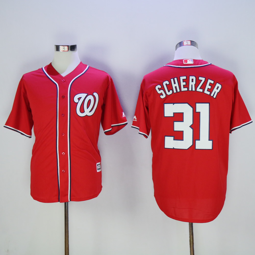 Men Washington Nationals 31 Scherzer Red MLB Jerseys